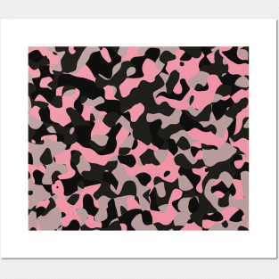 pink gray and black camo abstract 2 Posters and Art